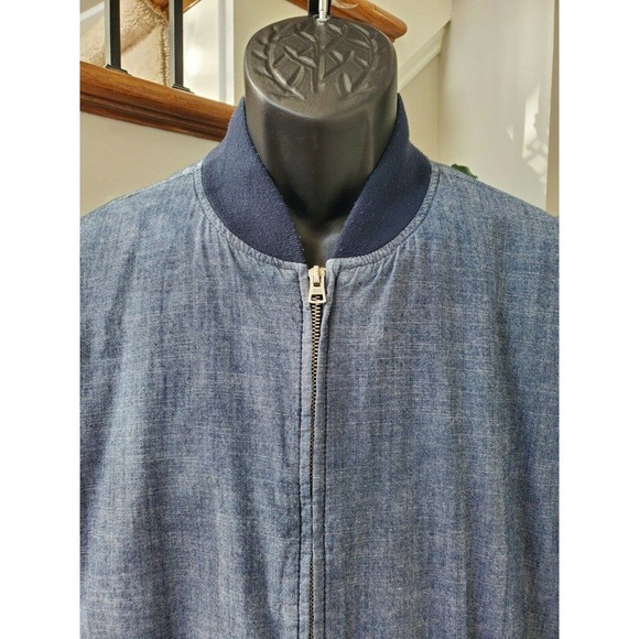 Old Navy Men's Solid Blue 100% Cotton Full Zip Long Sleeve Casual Jacket Size L - Picture 2 of 10